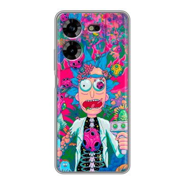 Силиконовый чехол на Tecno Pova 5 4G с принтом Рик и Морти Rick Morty
