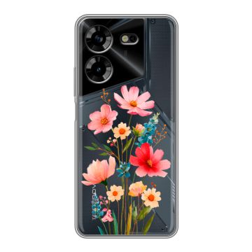 Силиконовый чехол на Tecno Pova 5 4G с принтом Цветы Силиконовый чехол на Tecno Pova 5 4G с принтом Цветы