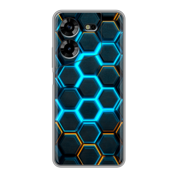 Силиконовый чехол на Tecno Pova 5 4G с принтом Неоновые соты Силиконовый чехол на Tecno Pova 5 4G с принтом Неоновые соты