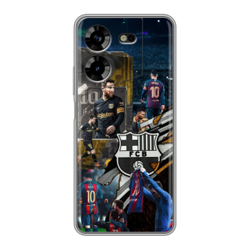Силиконовый чехол на Tecno Pova 5 4G с принтом Messi Barcelona Силиконовый чехол на Tecno Pova 5 4G с принтом Messi Barcelona