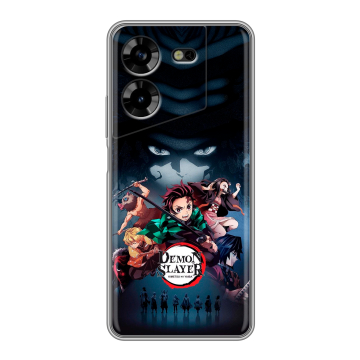 Силиконовый чехол на Tecno Pova 5 4G с принтом Demon Slayer Клинок рассекающий демонов