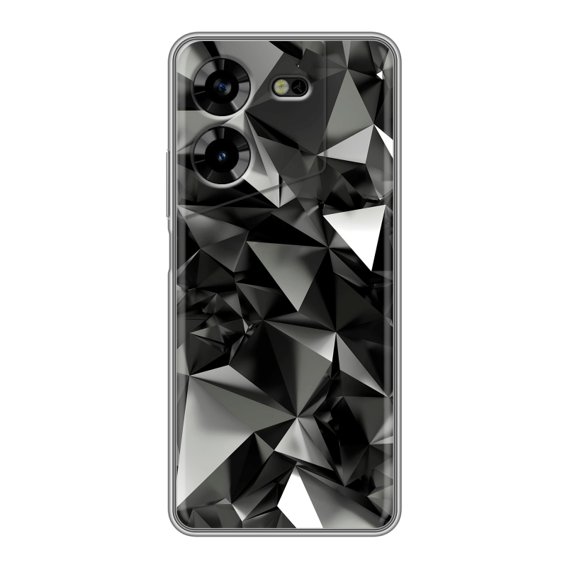 Силиконовый чехол на Tecno Pova 5 4G с принтом Черные кристаллы Силиконовый чехол на Tecno Pova 5 4G с принтом Черные кристаллы