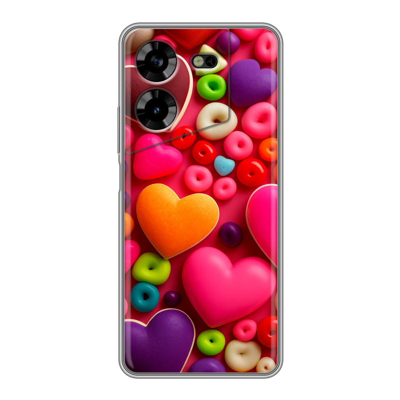 Силиконовый чехол на Tecno Pova 5 4G с принтом Сердечки Силиконовый чехол на Tecno Pova 5 4G с принтом Сердечки