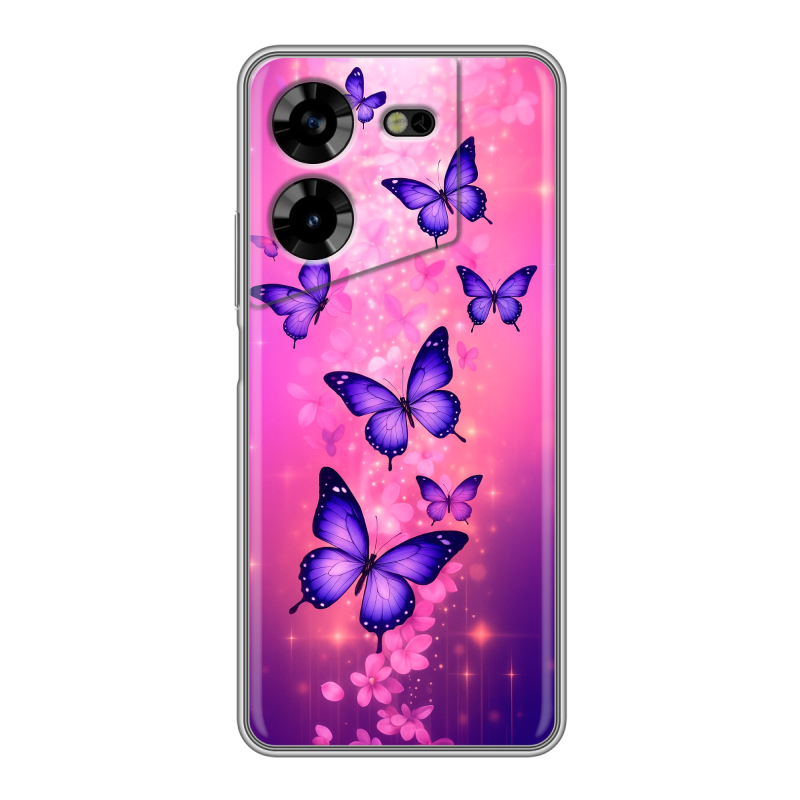 Силиконовый чехол на Tecno Pova 5 4G с принтом Бабочки Силиконовый чехол на Tecno Pova 5 4G с принтом Бабочки