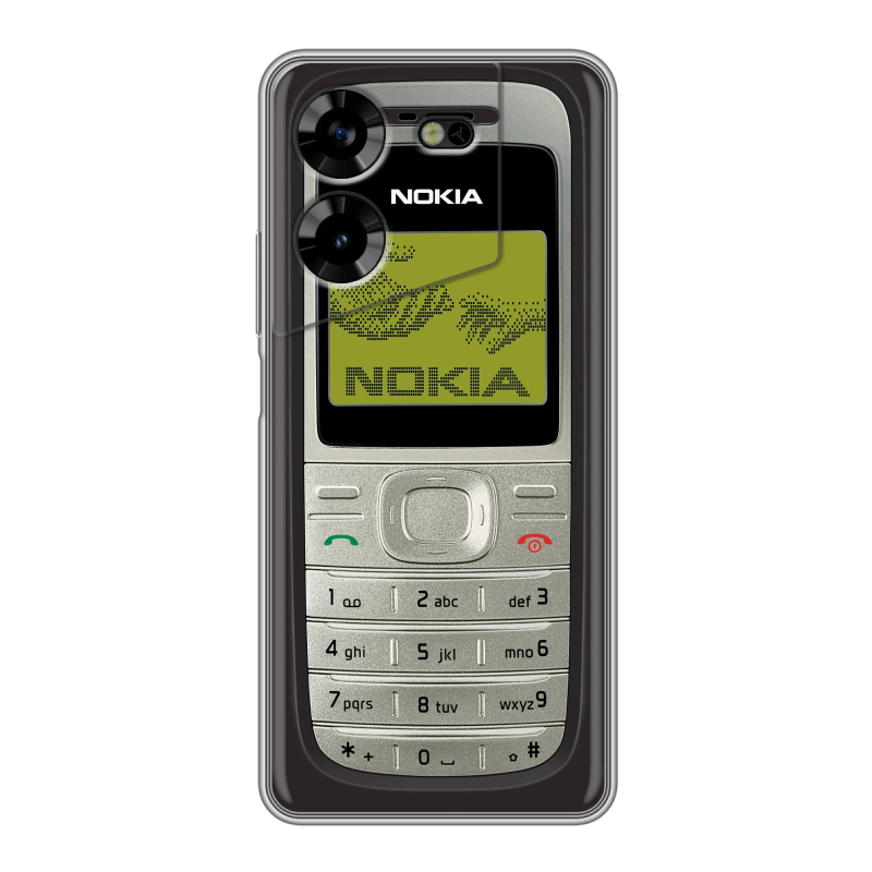 Силиконовый противоударный чехол на Tecno Pova 5 4G с принтом Ретро Нокия Силиконовый противоударный чехол на Tecno Pova 5 4G с принтом Ретро Нокия