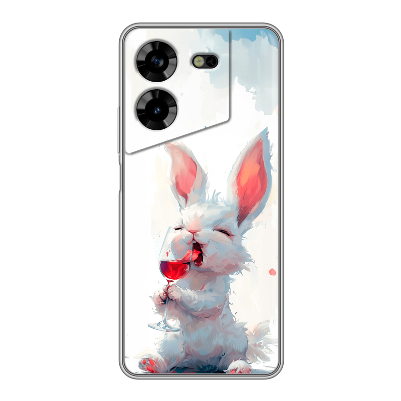 Силиконовый противоударный чехол на Tecno Pova 5 4G с принтом кролик зайчик Силиконовый противоударный чехол на Tecno Pova 5 4G с принтом кролик зайчик