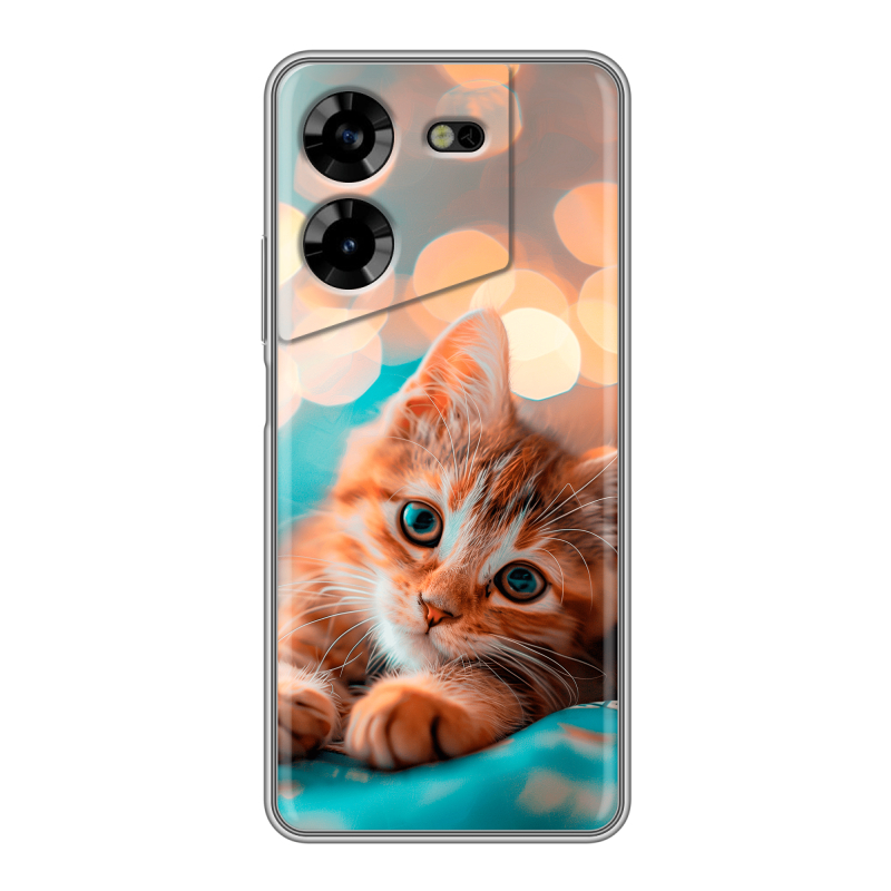 Силиконовый противоударный чехол на Tecno Pova 5 4G с принтом котик Силиконовый противоударный чехол на Tecno Pova 5 4G с принтом котик