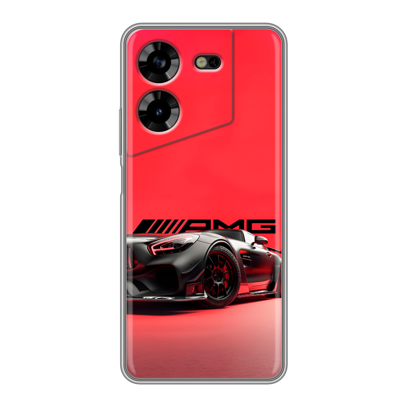 Силиконовый противоударный чехол на Tecno Pova 5 4G с принтом Мерседес Mercedes AMG Силиконовый противоударный чехол на Tecno Pova 5 4G с принтом Мерседес Mercedes AMG