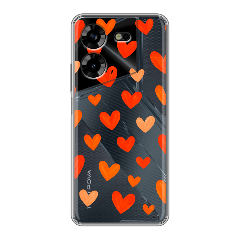 Силиконовый чехол на Tecno Pova 5 4G с принтом Сердечки Силиконовый чехол на Tecno Pova 5 4G с принтом Сердечки