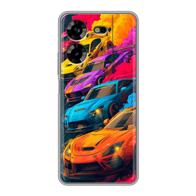 Силиконовый противоударный чехол на Tecno Pova 5 4G с принтом Тачки Силиконовый противоударный чехол на Tecno Pova 5 4G с принтом Тачки