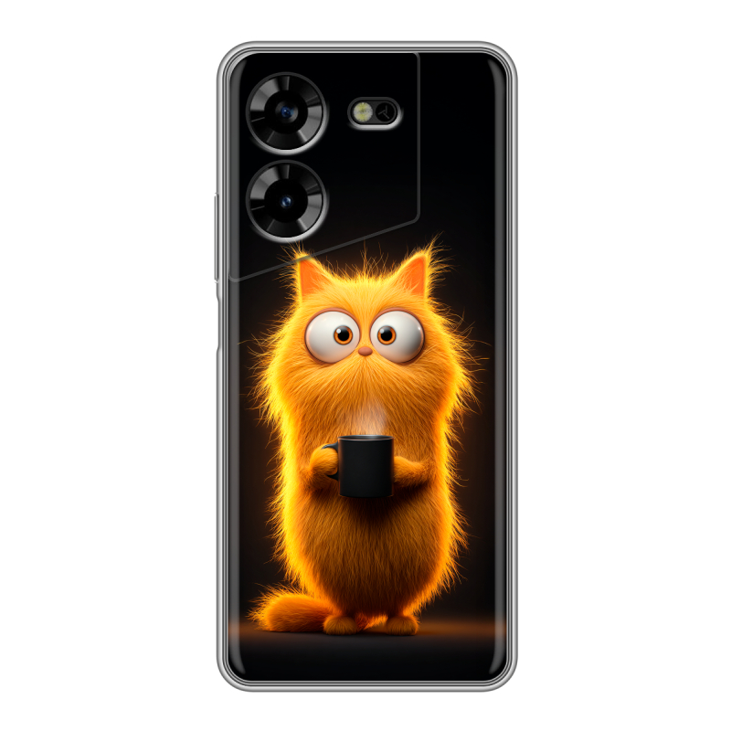 Силиконовый чехол на Tecno Pova 5 4G с принтом Смешной кот Силиконовый чехол на Tecno Pova 5 4G с принтом Смешной кот
