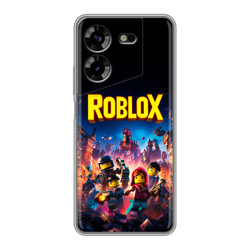 Силиконовый противоударный чехол на Tecno Pova 5 4G с принтом Roblox Роблокс Силиконовый противоударный чехол на Tecno Pova 5 4G с принтом Roblox Роблокс