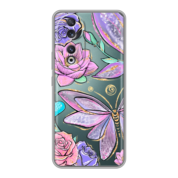 Силиконовый чехол на Huawei Honor 90 с принтом Бабочки и цветы Силиконовый чехол на Huawei Honor 90 с принтом Бабочки и цветы