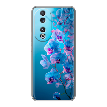 Силиконовый чехол на Huawei Honor 90 с принтом голубые орхидеи Силиконовый чехол на Huawei Honor 90 с принтом голубые орхидеи