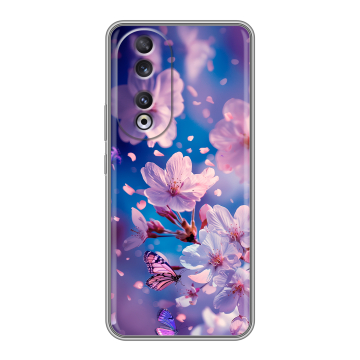 Силиконовый чехол на Huawei Honor 90 с принтом цветы бабочки Силиконовый чехол на Huawei Honor 90 с принтом цветы бабочки
