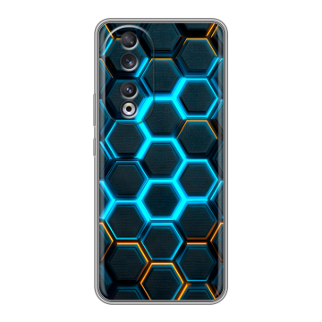 Силиконовый чехол на Huawei Honor 90 с принтом Неоновые соты