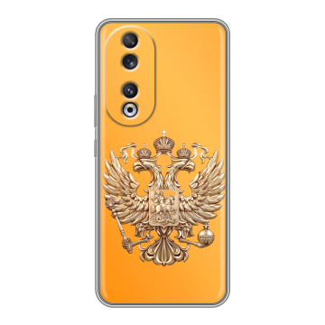 Силиконовый чехол на Huawei Honor 90 с принтом Герб Флаг России