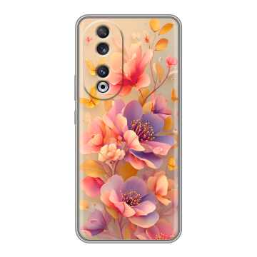 Силиконовый чехол на Huawei Honor 90 с принтом Цветы и бабочки