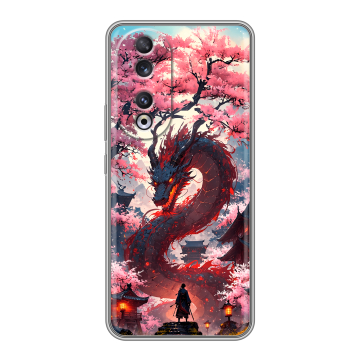 Силиконовый чехол на Huawei Honor 90 с принтом Дракон Японский Силиконовый чехол на Huawei Honor 90 с принтом Дракон Японский