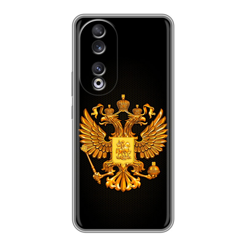 Силиконовый чехол на Huawei Honor 90 с принтом Герб России желтый Силиконовый чехол на Huawei Honor 90 с принтом Герб России желтый