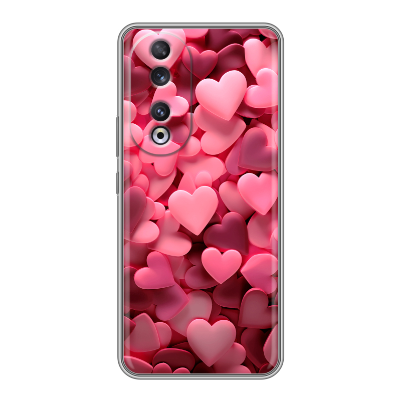 Силиконовый чехол на Huawei Honor 90 с принтом розовые сердечки Силиконовый чехол на Huawei Honor 90 с принтом розовые сердечки