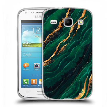 Силиконовый чехол на Samsung Galaxy Core с принтом Мрамор зеленое золото Силиконовый чехол на Samsung Galaxy Core с принтом Мрамор зеленое золото