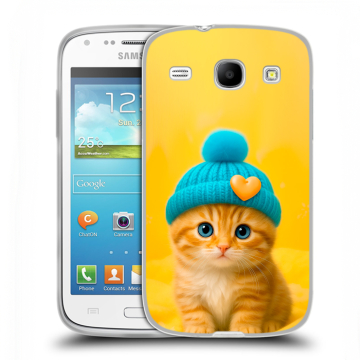 Силиконовый чехол на Samsung Galaxy Core с принтом Котенок в шапке Силиконовый чехол на Samsung Galaxy Core с принтом Котенок в шапке