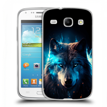 Силиконовый чехол на Samsung Galaxy Core с принтом Волк ночной