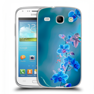 Силиконовый чехол на Samsung Galaxy Core с принтом Голубые цветы