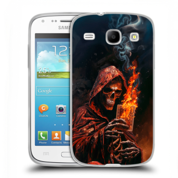 Силиконовый чехол на Samsung Galaxy Core с принтом Скелет и карты