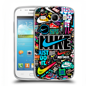 Силиконовый чехол на Samsung Galaxy Core с принтом найк nike черный