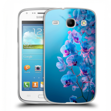 Силиконовый чехол на Samsung Galaxy Core с принтом голубые орхидеи