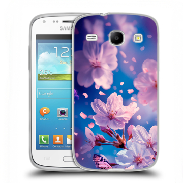 Силиконовый чехол на Samsung Galaxy Core с принтом цветы бабочки