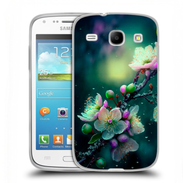 Силиконовый чехол на Samsung Galaxy Core с принтом Цветы и мрамор Силиконовый чехол на Samsung Galaxy Core с принтом Цветы и мрамор