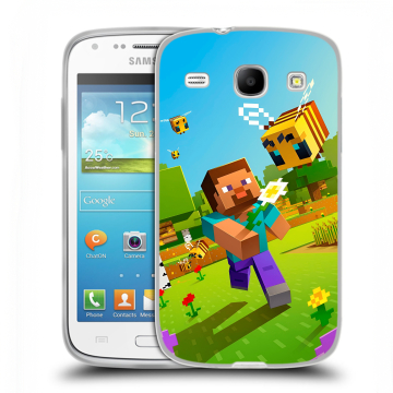 Силиконовый чехол на Samsung Galaxy Core с принтом Майнкрафт Minecraft