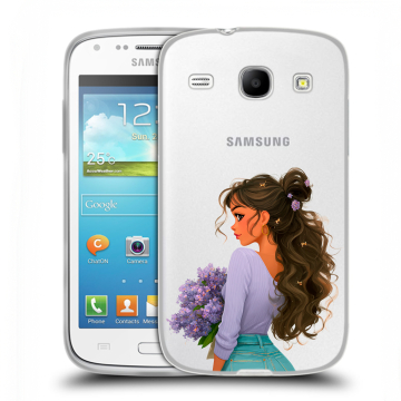 Силиконовый чехол на Samsung Galaxy Core с принтом девушка цветы