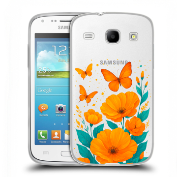 Силиконовый чехол на Samsung Galaxy Core с принтом цветы бабочки