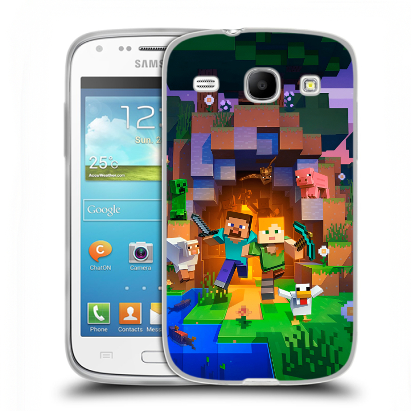 Силиконовый чехол на Samsung Galaxy Core с принтом Майнкрафт Minecraft Силиконовый чехол на Samsung Galaxy Core с принтом Майнкрафт Minecraft