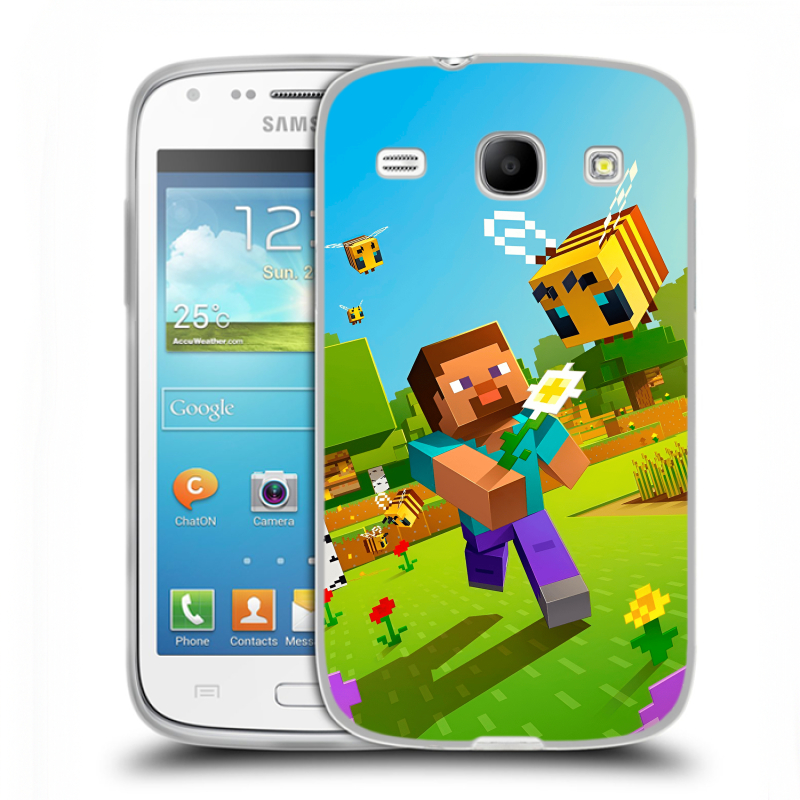 Силиконовый чехол на Samsung Galaxy Core с принтом Майнкрафт Minecraft Силиконовый чехол на Samsung Galaxy Core с принтом Майнкрафт Minecraft