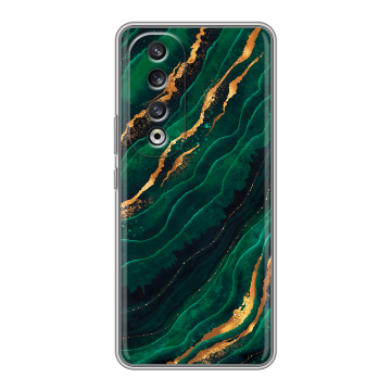 Силиконовый чехол на Huawei Honor 90 Pro с принтом Мрамор зеленое золото Силиконовый чехол на Huawei Honor 90 Pro с принтом Мрамор зеленое золото