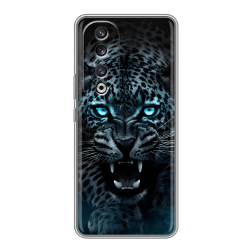 Силиконовый чехол на Huawei Honor 90 Pro с принтом Темный леопард Силиконовый чехол на Huawei Honor 90 Pro с принтом Темный леопард