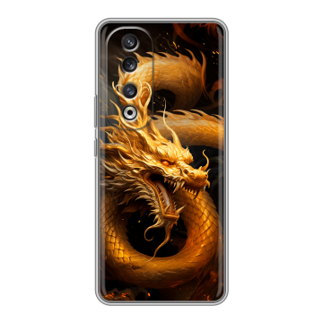 Силиконовый чехол на Huawei Honor 90 Pro с принтом Золотой дракон Силиконовый чехол на Huawei Honor 90 Pro с принтом Золотой дракон