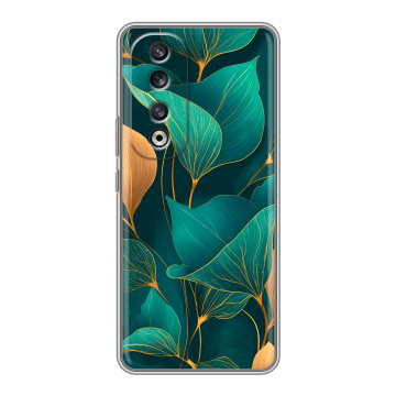 Силиконовый чехол на Huawei Honor 90 Pro с принтом Листья и золото Силиконовый чехол на Huawei Honor 90 Pro с принтом Листья и золото