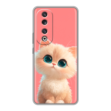 Силиконовый чехол на Huawei Honor 90 Pro с принтом Розовый котенок Силиконовый чехол на Huawei Honor 90 Pro с принтом Розовый котенок