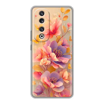 Силиконовый чехол на Huawei Honor 90 Pro с принтом Цветы и бабочки