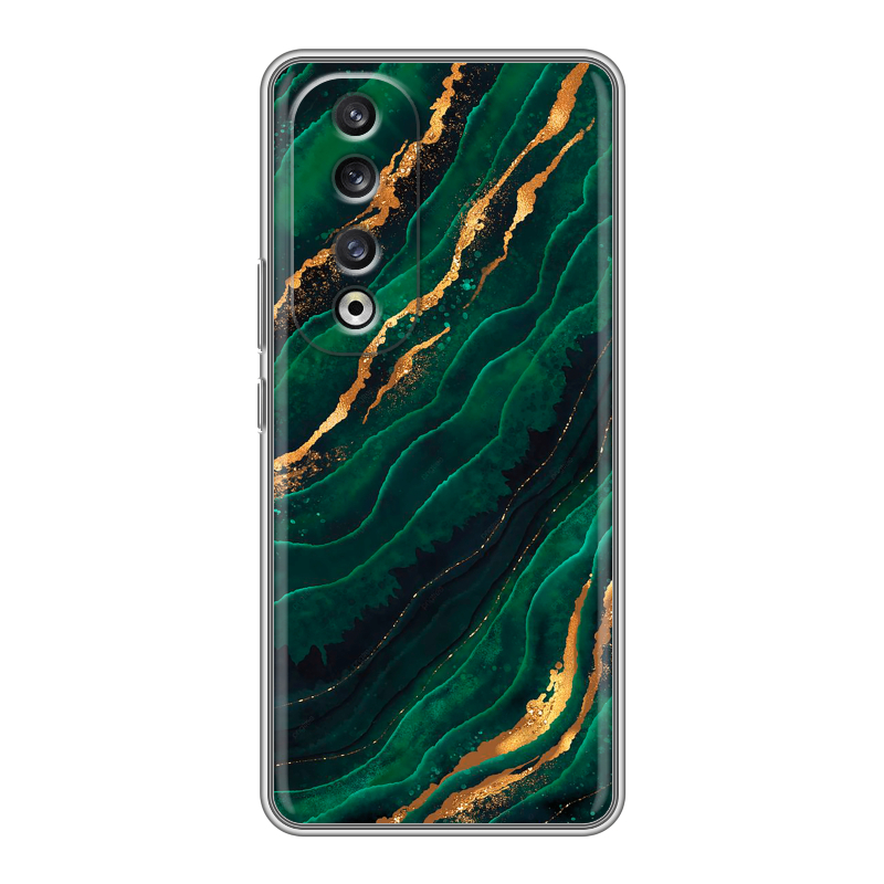 Силиконовый чехол на Huawei Honor 90 Pro с принтом Мрамор зеленое золото Силиконовый чехол на Huawei Honor 90 Pro с принтом Мрамор зеленое золото