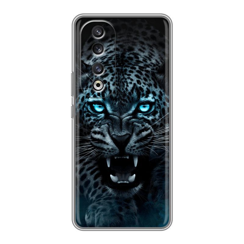 Силиконовый чехол на Huawei Honor 90 Pro с принтом Темный леопард Силиконовый чехол на Huawei Honor 90 Pro с принтом Темный леопард