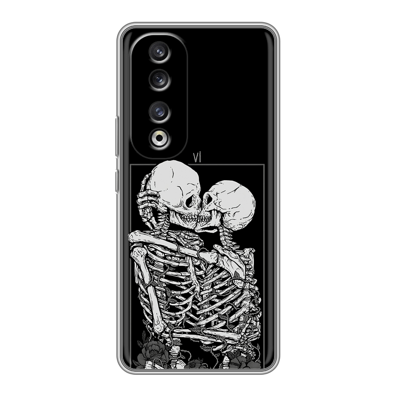 Силиконовый чехол на Huawei Honor 90 Pro с принтом Поцелуй скелетов Силиконовый чехол на Huawei Honor 90 Pro с принтом Поцелуй скелетов