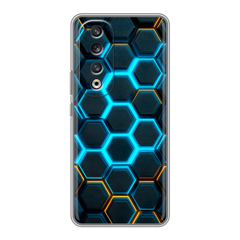 Силиконовый чехол на Huawei Honor 90 Pro с принтом Неоновые соты Силиконовый чехол на Huawei Honor 90 Pro с принтом Неоновые соты