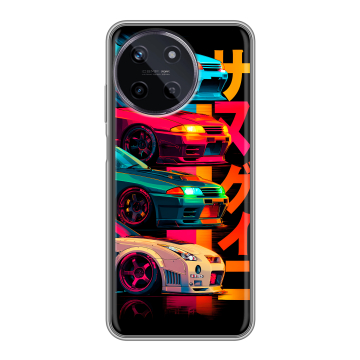 Силиконовый чехол на Realme 11 с принтом Гоночные машины